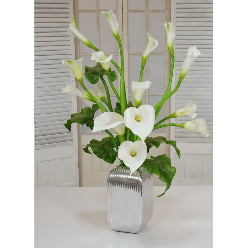 Winward Home Calla Lilies Floral Arrangement in Vase Perigold